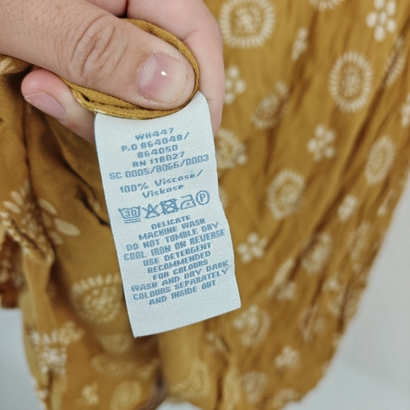 Boden Womens US 10 Yellow White Floral Pleated Button Front Knee Length Dress - Picture 12 of 12